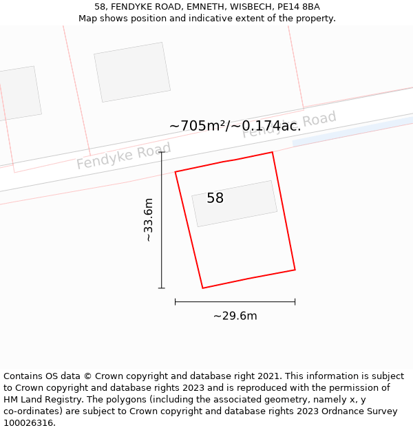 58, FENDYKE ROAD, EMNETH, WISBECH, PE14 8BA: Plot and title map