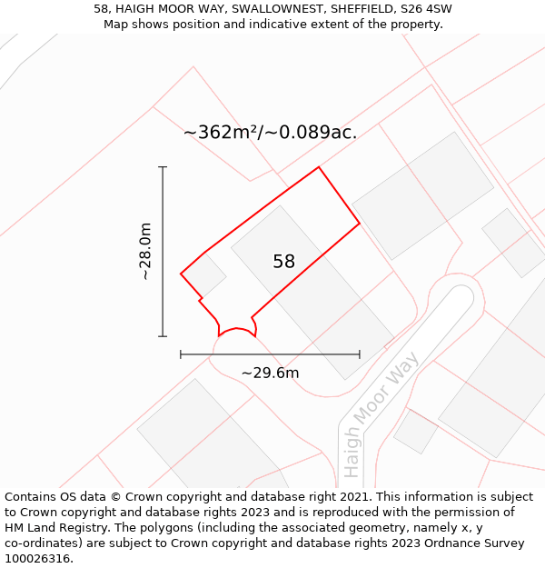 58, HAIGH MOOR WAY, SWALLOWNEST, SHEFFIELD, S26 4SW: Plot and title map