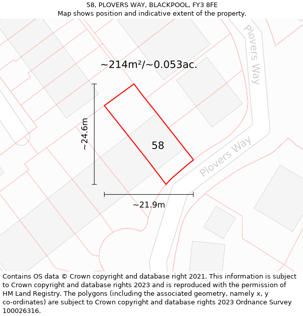 58, PLOVERS WAY, BLACKPOOL, FY3 8FE: Plot and title map