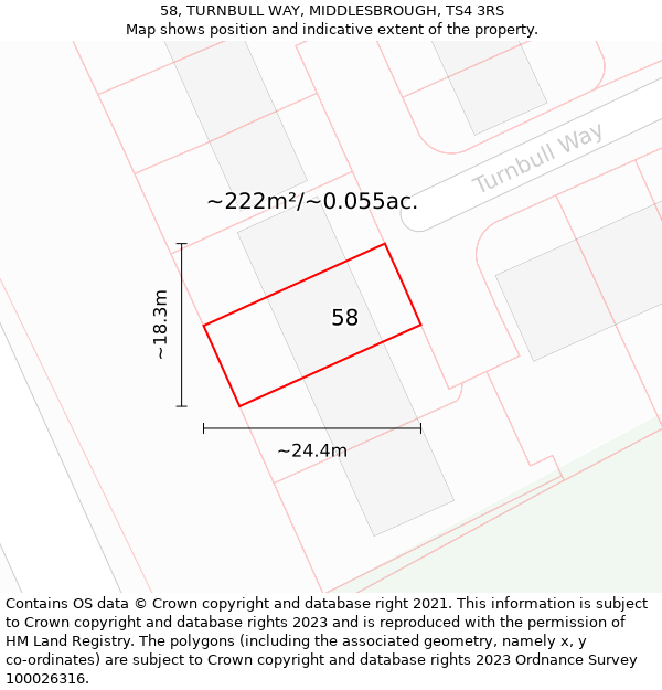 58, TURNBULL WAY, MIDDLESBROUGH, TS4 3RS: Plot and title map