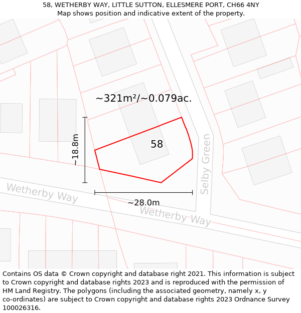 58, WETHERBY WAY, LITTLE SUTTON, ELLESMERE PORT, CH66 4NY: Plot and title map