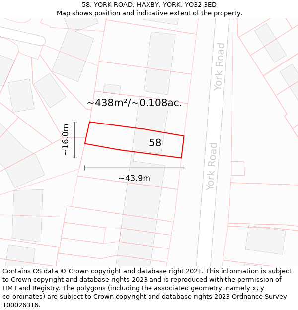 58, YORK ROAD, HAXBY, YORK, YO32 3ED: Plot and title map