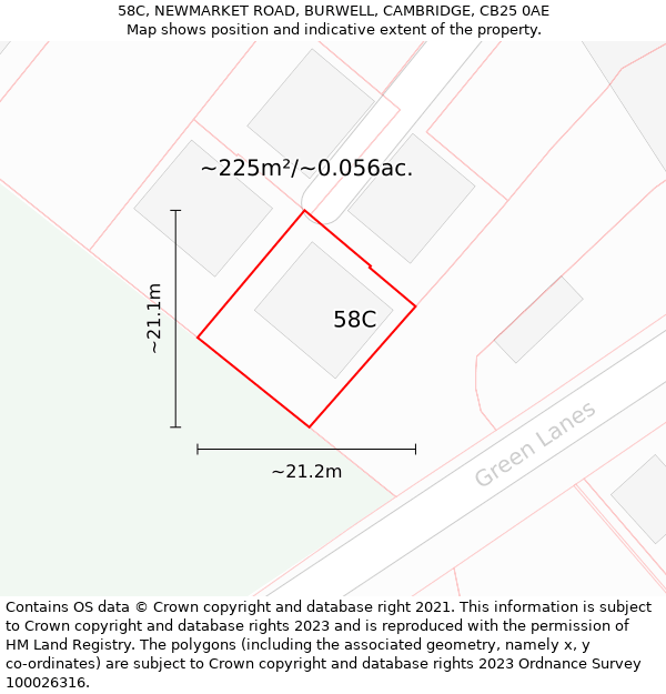 58C, NEWMARKET ROAD, BURWELL, CAMBRIDGE, CB25 0AE: Plot and title map