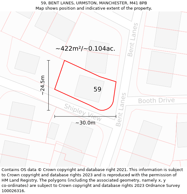 59, BENT LANES, URMSTON, MANCHESTER, M41 8PB: Plot and title map