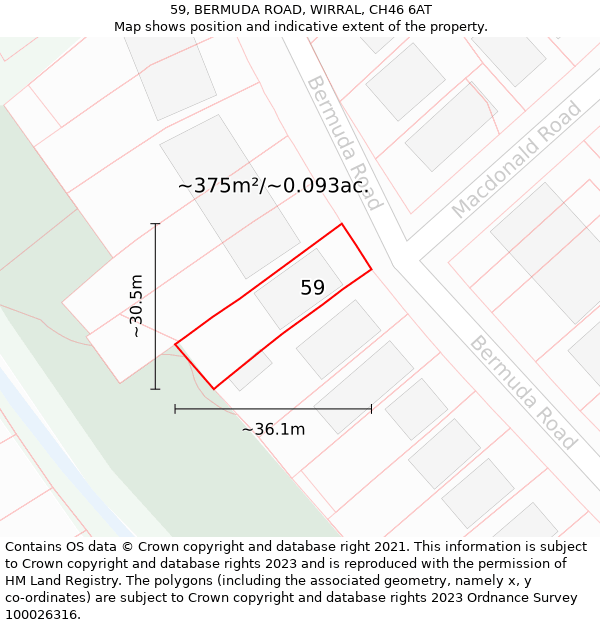 59, BERMUDA ROAD, WIRRAL, CH46 6AT: Plot and title map