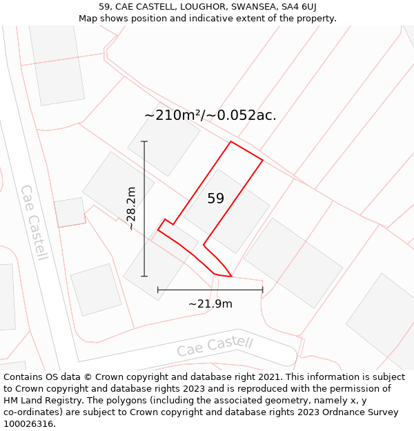 59, CAE CASTELL, LOUGHOR, SWANSEA, SA4 6UJ: Plot and title map