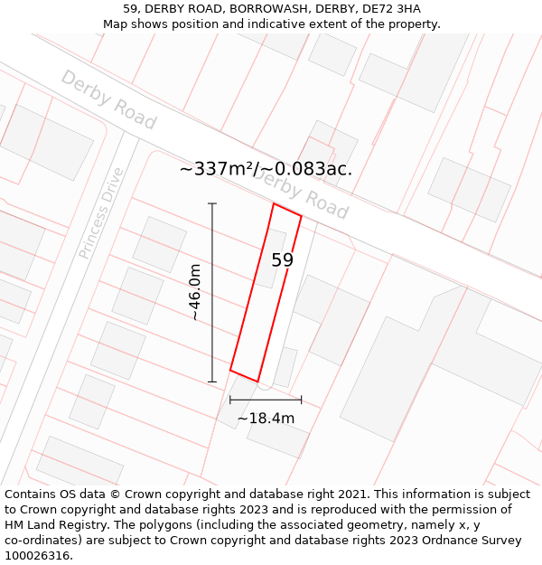 59, DERBY ROAD, BORROWASH, DERBY, DE72 3HA: Plot and title map