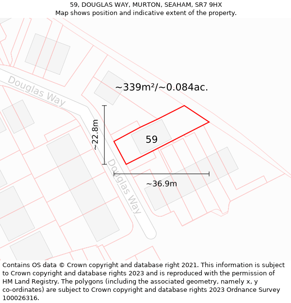 59, DOUGLAS WAY, MURTON, SEAHAM, SR7 9HX: Plot and title map