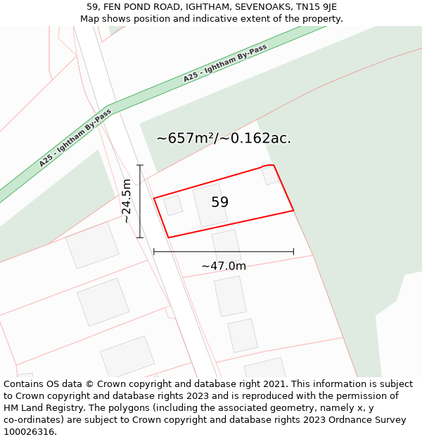 59, FEN POND ROAD, IGHTHAM, SEVENOAKS, TN15 9JE: Plot and title map