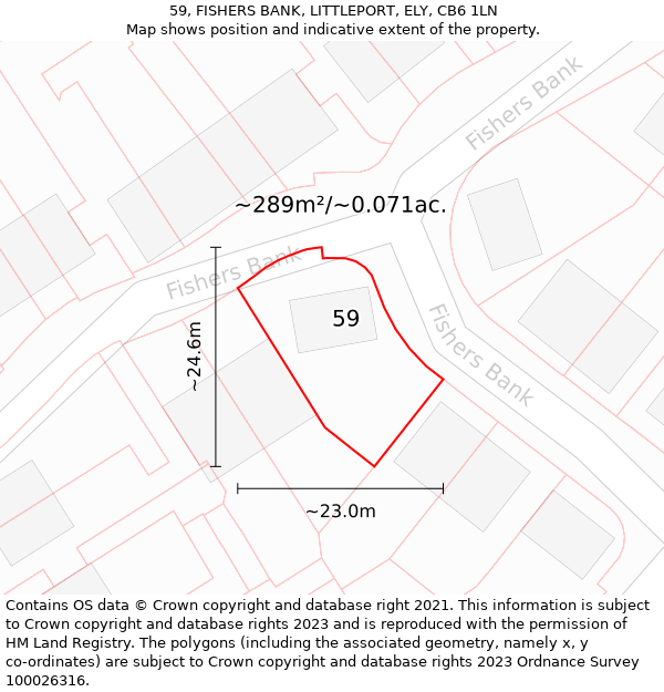 59, FISHERS BANK, LITTLEPORT, ELY, CB6 1LN: Plot and title map