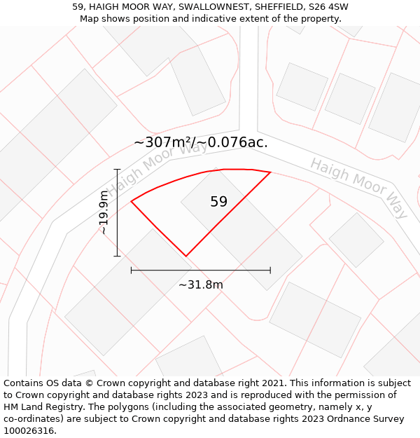 59, HAIGH MOOR WAY, SWALLOWNEST, SHEFFIELD, S26 4SW: Plot and title map