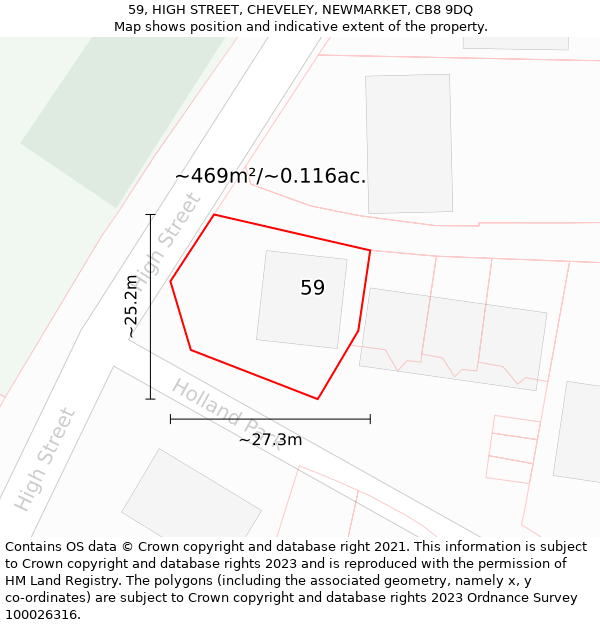 59, HIGH STREET, CHEVELEY, NEWMARKET, CB8 9DQ: Plot and title map