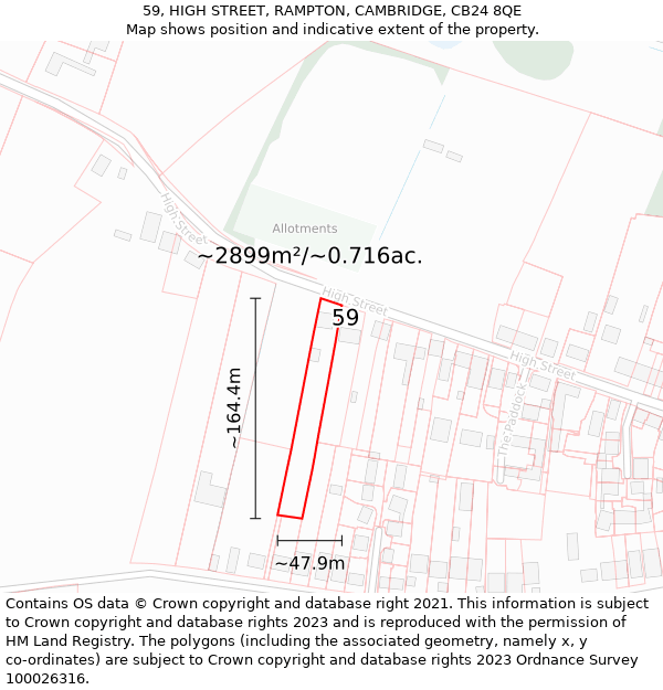 59, HIGH STREET, RAMPTON, CAMBRIDGE, CB24 8QE: Plot and title map