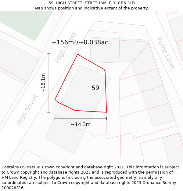 59, HIGH STREET, STRETHAM, ELY, CB6 3LD: Plot and title map