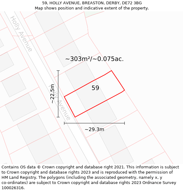 59, HOLLY AVENUE, BREASTON, DERBY, DE72 3BG: Plot and title map