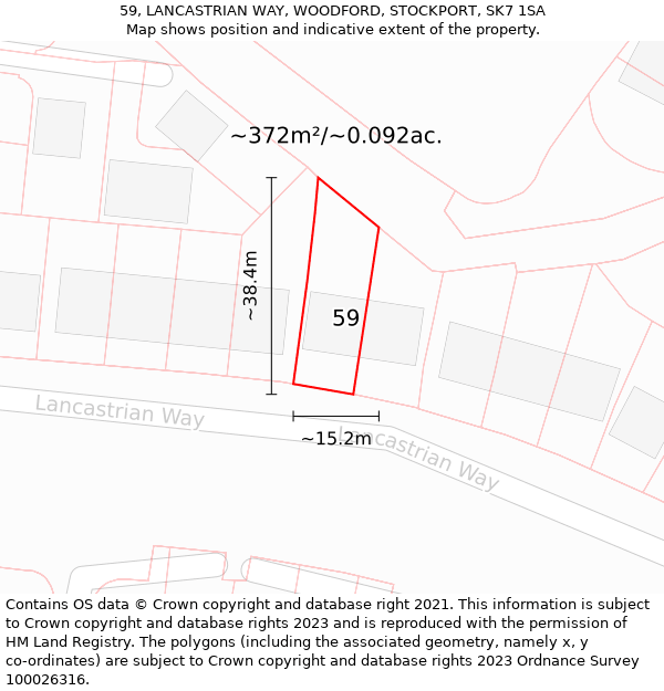 59, LANCASTRIAN WAY, WOODFORD, STOCKPORT, SK7 1SA: Plot and title map