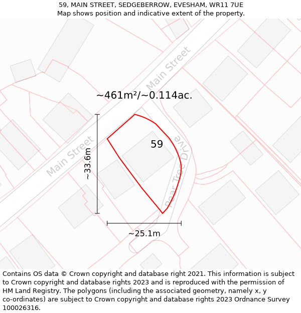 59, MAIN STREET, SEDGEBERROW, EVESHAM, WR11 7UE: Plot and title map