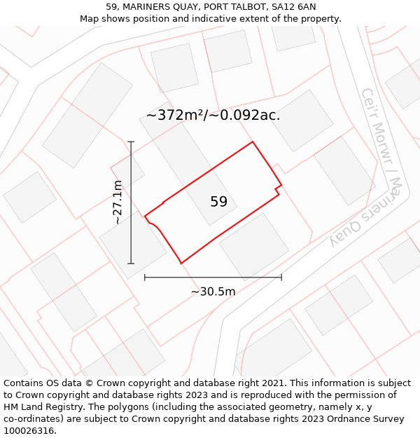 59, MARINERS QUAY, PORT TALBOT, SA12 6AN: Plot and title map