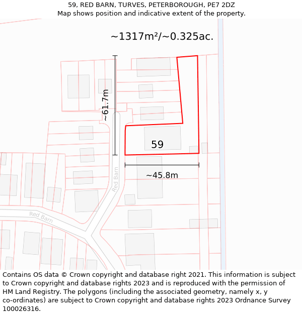 59, RED BARN, TURVES, PETERBOROUGH, PE7 2DZ: Plot and title map