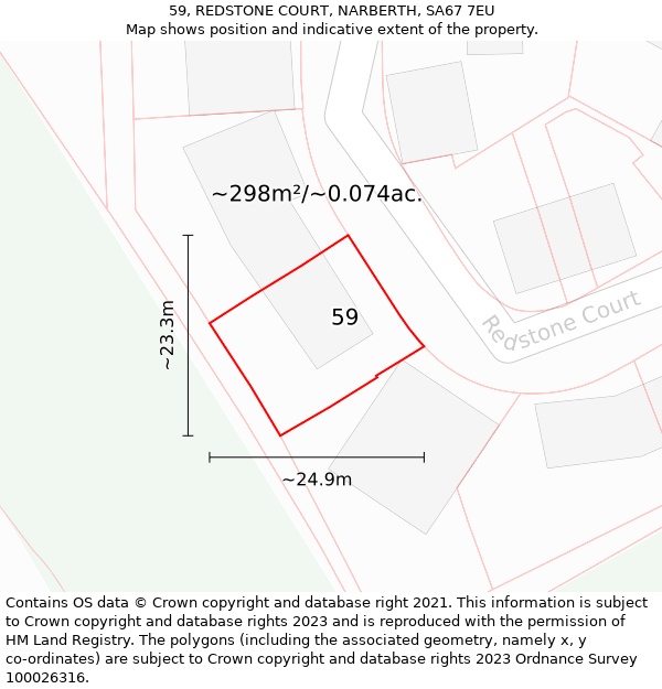 59, REDSTONE COURT, NARBERTH, SA67 7EU: Plot and title map