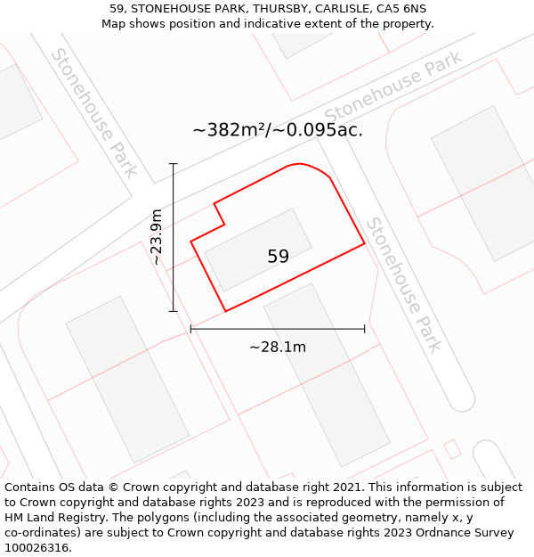 59, STONEHOUSE PARK, THURSBY, CARLISLE, CA5 6NS: Plot and title map