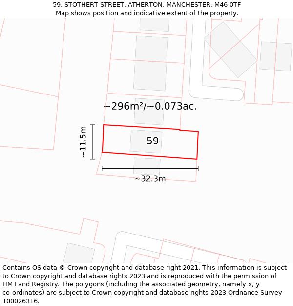 59, STOTHERT STREET, ATHERTON, MANCHESTER, M46 0TF: Plot and title map