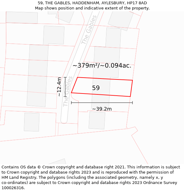 59, THE GABLES, HADDENHAM, AYLESBURY, HP17 8AD: Plot and title map