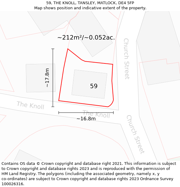 59, THE KNOLL, TANSLEY, MATLOCK, DE4 5FP: Plot and title map