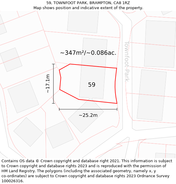 59, TOWNFOOT PARK, BRAMPTON, CA8 1RZ: Plot and title map