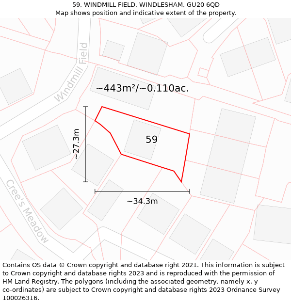 59, WINDMILL FIELD, WINDLESHAM, GU20 6QD: Plot and title map