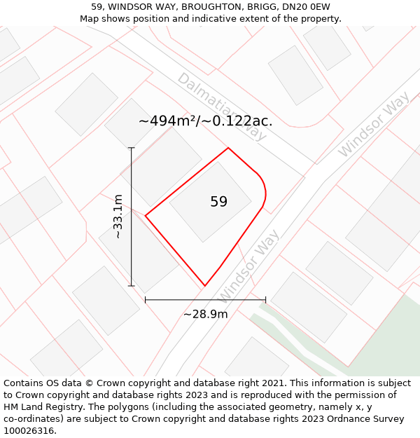 59, WINDSOR WAY, BROUGHTON, BRIGG, DN20 0EW: Plot and title map