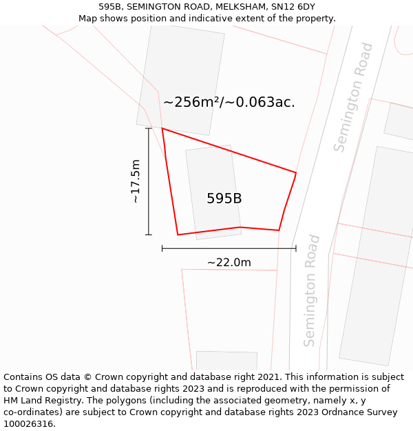 595B, SEMINGTON ROAD, MELKSHAM, SN12 6DY: Plot and title map