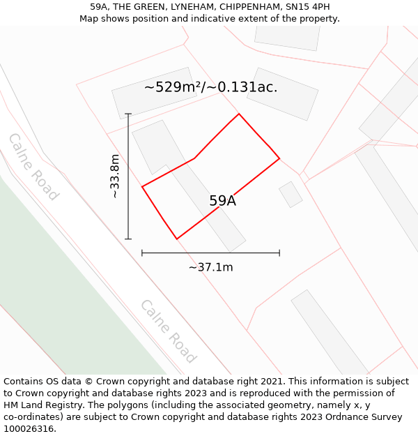 59A, THE GREEN, LYNEHAM, CHIPPENHAM, SN15 4PH: Plot and title map