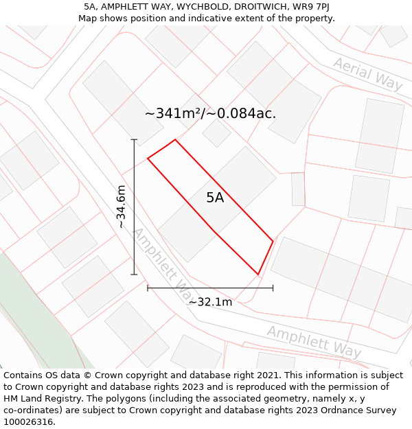 5A, AMPHLETT WAY, WYCHBOLD, DROITWICH, WR9 7PJ: Plot and title map