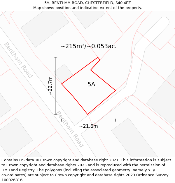 5A, BENTHAM ROAD, CHESTERFIELD, S40 4EZ: Plot and title map