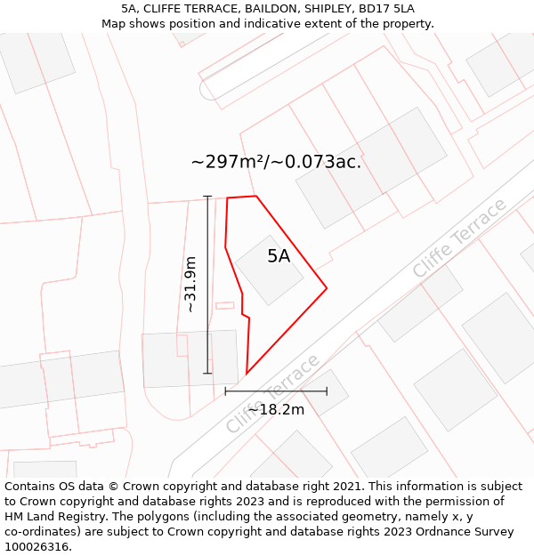 5A, CLIFFE TERRACE, BAILDON, SHIPLEY, BD17 5LA: Plot and title map