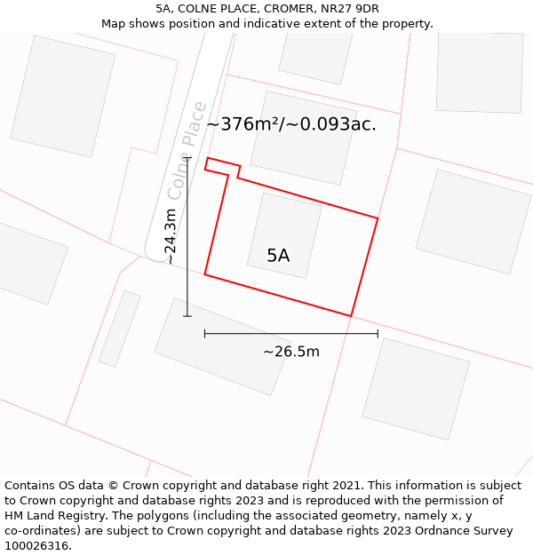 5A, COLNE PLACE, CROMER, NR27 9DR: Plot and title map