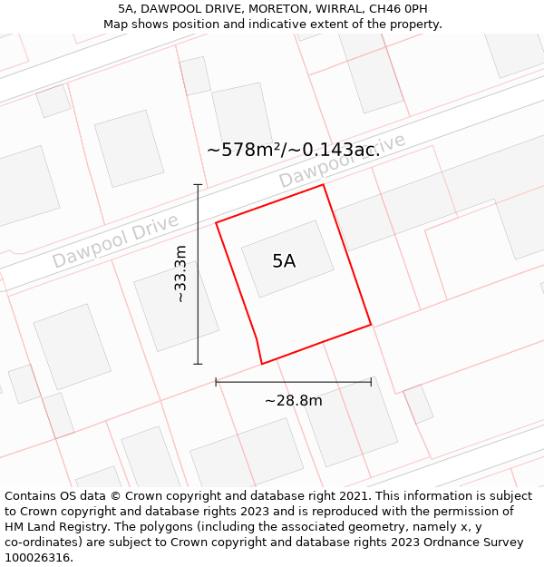 5A, DAWPOOL DRIVE, MORETON, WIRRAL, CH46 0PH: Plot and title map