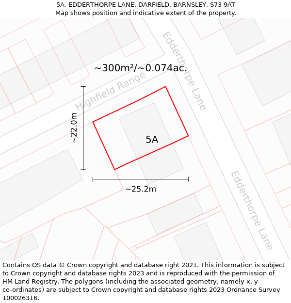 5A, EDDERTHORPE LANE, DARFIELD, BARNSLEY, S73 9AT: Plot and title map