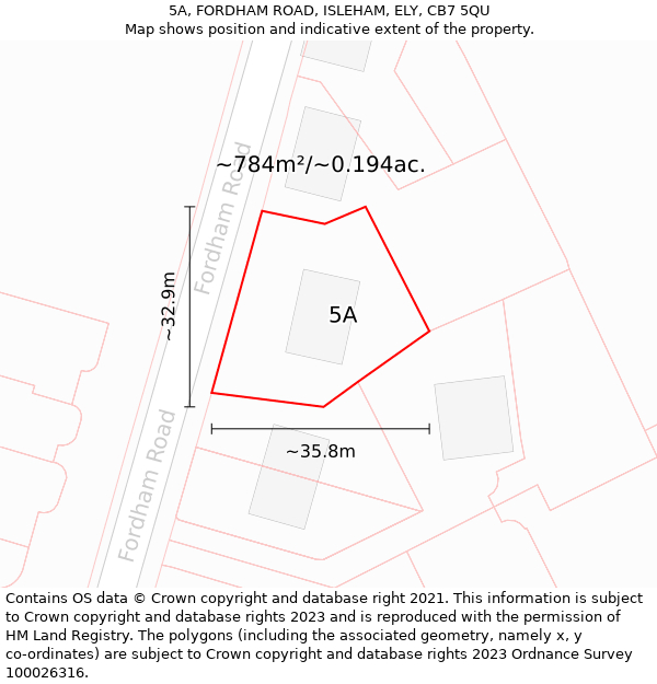 5A, FORDHAM ROAD, ISLEHAM, ELY, CB7 5QU: Plot and title map