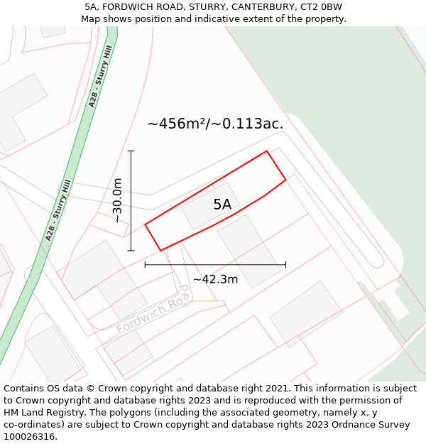 5A, FORDWICH ROAD, STURRY, CANTERBURY, CT2 0BW: Plot and title map