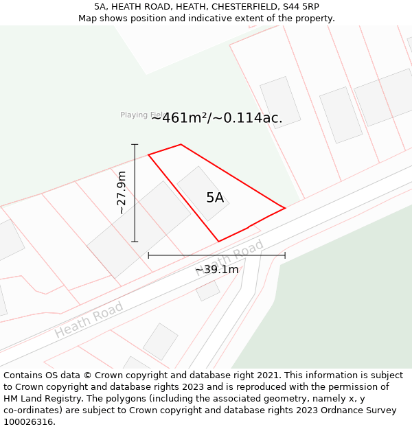 5A, HEATH ROAD, HEATH, CHESTERFIELD, S44 5RP: Plot and title map