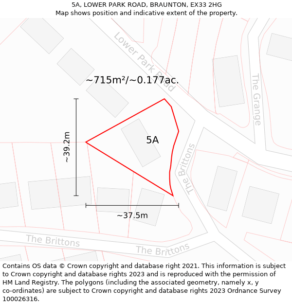 5A, LOWER PARK ROAD, BRAUNTON, EX33 2HG: Plot and title map