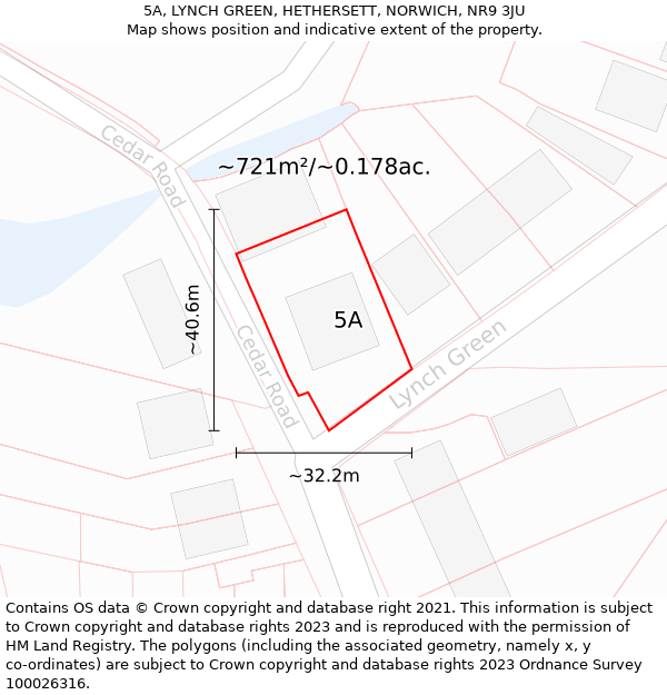 5A, LYNCH GREEN, HETHERSETT, NORWICH, NR9 3JU: Plot and title map