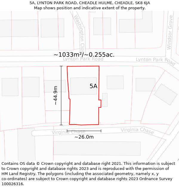 5A, LYNTON PARK ROAD, CHEADLE HULME, CHEADLE, SK8 6JA: Plot and title map