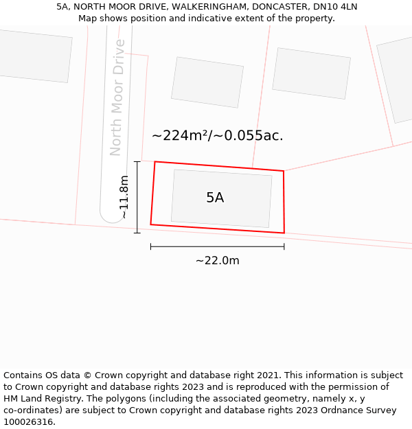 5A, NORTH MOOR DRIVE, WALKERINGHAM, DONCASTER, DN10 4LN: Plot and title map