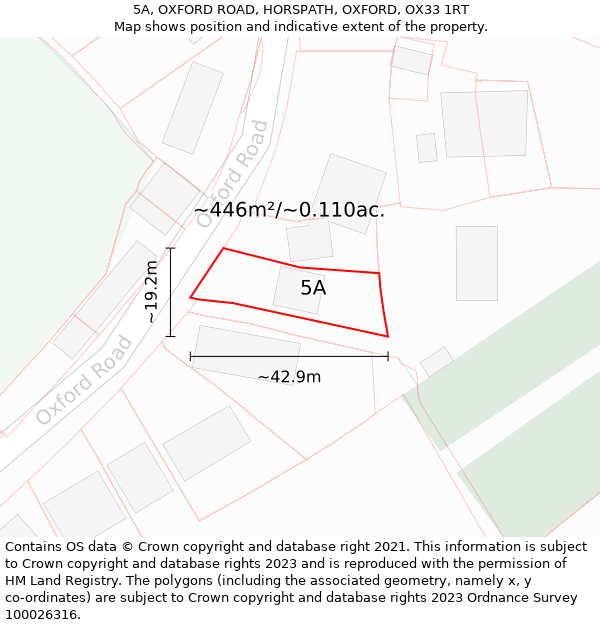 5A, OXFORD ROAD, HORSPATH, OXFORD, OX33 1RT: Plot and title map