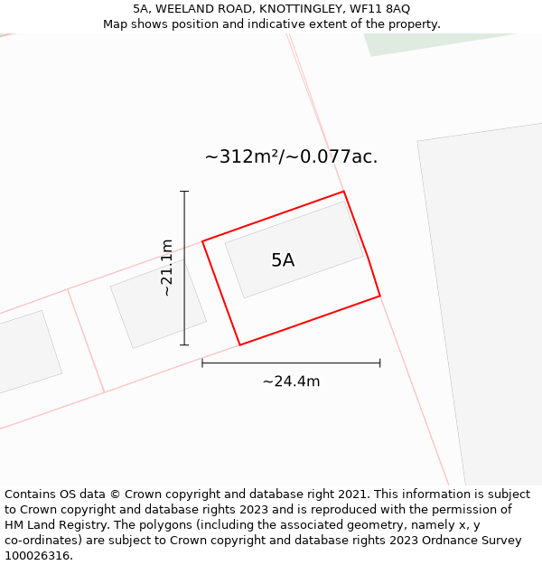 5A, WEELAND ROAD, KNOTTINGLEY, WF11 8AQ: Plot and title map