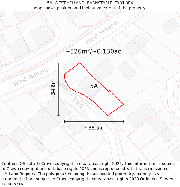 5A, WEST YELLAND, BARNSTAPLE, EX31 3EX: Plot and title map