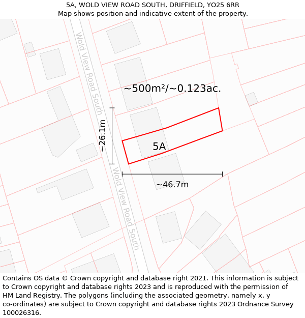 5A, WOLD VIEW ROAD SOUTH, DRIFFIELD, YO25 6RR: Plot and title map